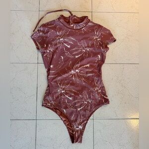 O'Neill Mauve Floral Short-Sleeve One-Piece Surfsuit